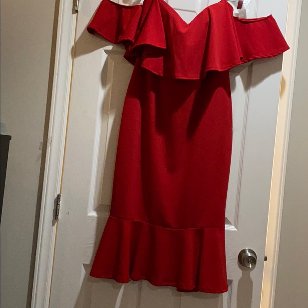 Plus Size Off the shoulder Red Dress